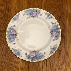 Royal Albert Moonlight Rose Salad Plate Blue Roses Floral Medium Plate