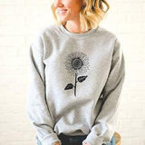 Sunflower sweatshirt, bamboo UNISEX crewneck, floral botanical print, natural organic coton sweater, block print flower, ethical fashion