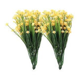 Artificial Flower Heads, Plastic Mini Peony Hydrangea Yellow Faux Flowers 6Pcs