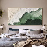 Large Sea Canvas Oil Painting Handmade Sea Landscape Abstract White Wave Painting Textured Painting green textured wall art Custom Painting