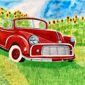 Vintage Car in a Crop of Sunflowers