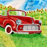 Vintage Car in a Crop of Sunflowers