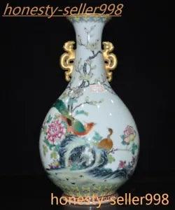 China exquisite Pastel porcelain peony phoenix Plum blossom Bottle Pot Vase Jar
