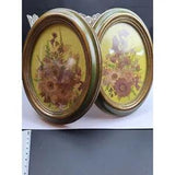 Vintage pressed flower art - pair
