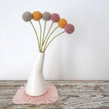 Alpaca Wool Pom pom Flowers - Craspedia Billy Buttons - Modern Flowers - Felted Pompoms - Rose, Taupe, Mustard Billy Balls - Neutral Bouquet