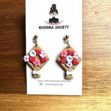 Clay earrings, bouquet clay earrings, Mother earrings, Valentines clay earrings, teatime earrings, cute earrings dangle, flower, gift