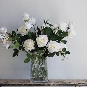 Artificial Real Touch Roses, Cream White Faux Garden Roses, DIY Florals | Wedding/Home Decoration | Gifts, DIY Bouquets Supply/Centerpieces