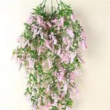 Plant Basket Plastic Flowers Lavender Wall Hanging Fake Rattan Living Room