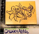 PSX K-2275 LILY LILIES OUTLINE DRAWN FLOWERS RUBBER STAMP RETIRED CREAKYATTIC