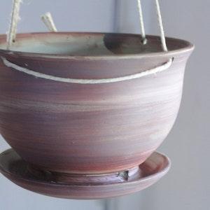 Hanging Ceramic Planter with built in catch basin, Modern Pottery Planter, indoor/outdoor, 4 inch, 6 inch, 8 inch, 10 inch,  made in Canada