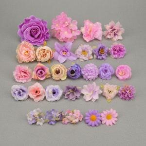 29Pcs Artificial Silk flower head Combo Set/Rose, peony,Hydrangea Fake Floral/DIY Craft Flower Kit For Bridal Wedding Baby Shower Decoration