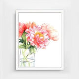 Pink Peony Print, Pink Flower Print, Botanical Art, Floral Print, Pink Floral Wall Art, Peonies Watercolor Painting, Gift for Her