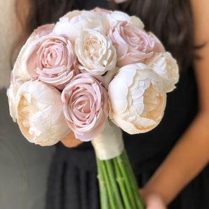 Elegant Rose and Peony Wedding Bouquet - Enchanting with Natural Beauty