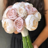 Elegant Rose and Peony Wedding Bouquet - Enchanting with Natural Beauty