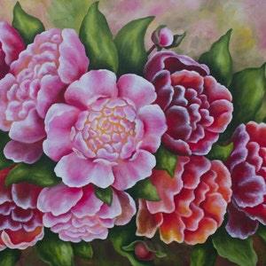 Peony Flowers Painting, bouquet peony flowers oil, Pink peonies wall art, flower wall d¡§?cor, Oil Painting On Canvas, canvas original art
