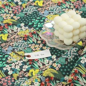 Floral, Plants pattern, Loft Garden, Flower printed Cotton Fabric by the yard, 110cm wide, Cotton material, Sewing, DTP, DYI, Korea, Free