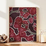 Botanical Wall Art, Orchid Flower Print, Pretty Mauve Art, Floral Design, Green and Pink Flower, Desi Art, Flower Bedroom Print