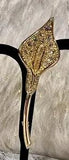 Vintage NAPIER Calla Lily Flower Brooch Pin Gold Tone Rhinestones Signed