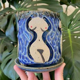 Women Body Blue Orchid Planter Pot with Holes and Saucer