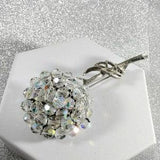 Aurora Borealis Vintage Beaded Floral Brooch, Silver Tone Leaves, Aurora Borealis Glass Beads, AB, Cluster Brooch, Crystal Beads, Czech