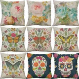 18" Peony flower Print Pillow Case Cotton Linen Cushion Cover Home Decor