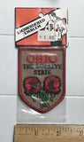 NIP Ohio The Buckeye State OH Red Carnation Flowers Embroidered Patch Badge