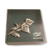 Vintage Lindsay Claire Fine Pewter Calla Lily Brooch Flower Pin LCD Canada
