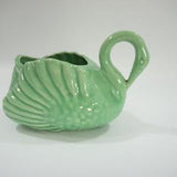 SWAN Planter, Turquoise Green Swan Plant Holder, Ceramic Planter, Small Orchid Container, Bird, Animal Plant Pot, Free USA Ship