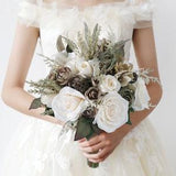 Bridal bouquet boho, Boho wedding bouquet, Wedding bouquets brown, Dried bridal bouquet, Cream flower bouquet, White and brown boho bouquet