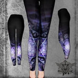 Airbrushed Flower of Life Metatrons Cube Print Leggings