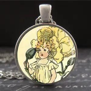 Birth Month Necklace Carnation Flower Girl Pendant January Birthstone Jewelry