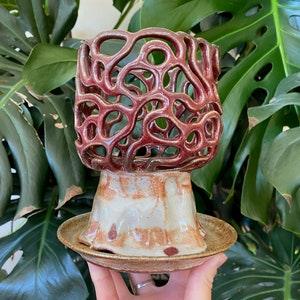 Red White Grey Gold Pedestal Orchid Planter Pot with Holes and Optional Saucer