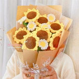 Crochet Sunflower Bouquet, Handmade Knitted Flowers, Crochet Daisy Flowers, Gift For Her, Women's Day Gift, Crochet Flowers Bouquet
