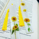 Handmade resin bookmark - Yellow sunflowers - Bright yellow - Silk tassel - Birthday gift - Back to school - Christmas - Unique