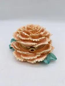 Carnation Pink Flower Trinket/ Ring Music Box Avon 1999