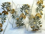 embroidered 1960s trim 2.25" carnation yellow gold sheer 42"pc