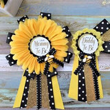 Sunflower Baby Shower, Yellow Black Flower Corsage Pin, Mommy To Be, Daddy To Be, Gender Reveal Baby Shower, Bumble Bee & Sunflower Theme