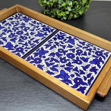 Hand Painted Ceramic Tiled Wooden Serving Tray, Decorative Handmade Tray for Home Decor, Birthday Gift, Housewarming