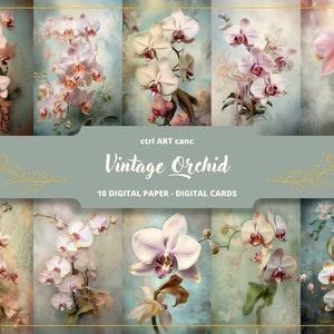 Vintage Orchid Printable, Orchid Floral Paper, Romantic Decor, Journal Kit, Journal Pages, Scrapbooking, Junk Journal Supplies, Ephemera