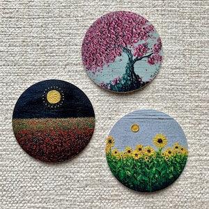ART STICKERS | World of Color - Set of 3 Vinyl Stickers| Vibrant Colorful High Quality | Colorful Nature Happy Landscapes Bonsai Sunflowers