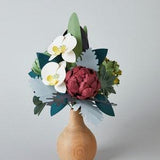 Peony Orchid Paper Flower Bouquet, Wood Vase, Ecofriendly Gift, Paper Orchid, Faux Flower, New Job, Home Office Gift, Valentine's Day Gift