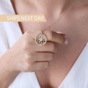 Ready To Ship Mandala Necklace Handmade ? Sacred Geometry Flower Seed Of Life Jewelry ? Spiritual Yoga Necklace Sterling Silver, Rose, 37230