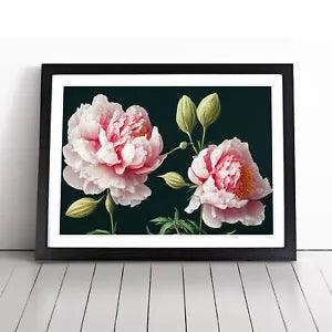 Fascinating Peony Flowers Framed Wall Art Poster Print Home Decor Picture Large