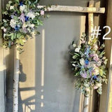 Lavender Blue Wild Archway Flowers, Boho Wedding Corner Swag, Blue Wedding Backdrop, Lilac Wedding Arch Flowers Decor