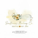 BAKERY LOGO DESIGN, Whisk Logo, Baking Logo, Cake Logo, Bakery Branding, Cake Shop Logo, Sunflower Logo, Premade Logo
