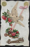 CF178 CHROMO D???coupis DIE CUT DOVE WHEELBARROW LILY of the VALLEY ROSES 1907