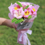 6Pcs Lily of the Valley Bouquet, Pink Flower Bunch, Chenille Stem Everlasting Flower, Artificial Wedding Bouquet, Anniversary Gift for Her
