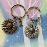 Sunflower keychain, sunflower charm, flower keychain, personalized keychain,  number keychain,  number charm, customized, monogram