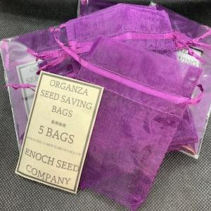 Organza Seed Saving Bags [PURPLE], 3" Square, Pk of 5 [Herb drying, seed drying, flower drying, gifting bags, accent bags, storage bags]