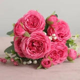 Hot Selling 1pcs/30cm Rose Pink Silk Bouquet Peony Artificial Flower 5 Big Head